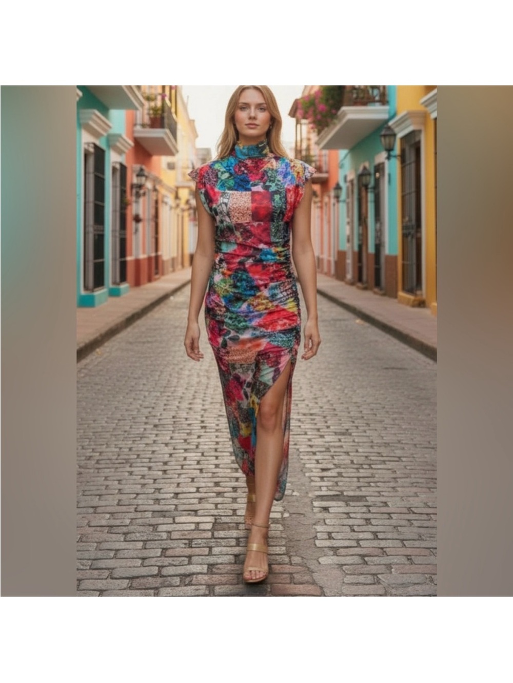 NWT Maya Ruched Cowl-Neck Dress: Mesh Edition by Anthropologie - Picture 2 of 14